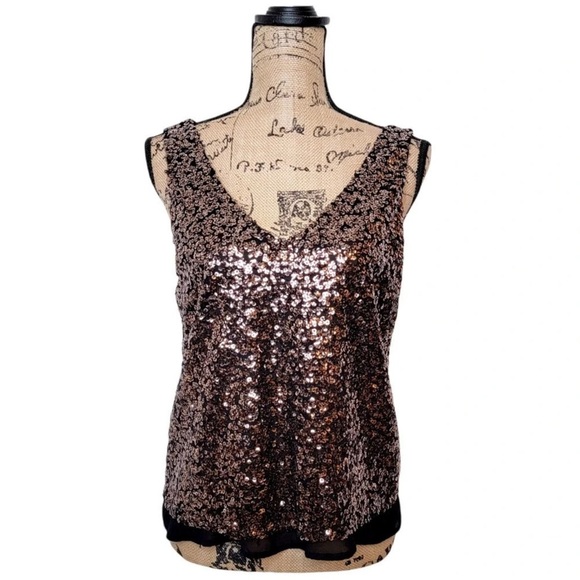 One love clothing Tops - ONE LOVE CLOTHING Women's Regular Bronze Sequin Chiffon Dressy Tank Size Small
